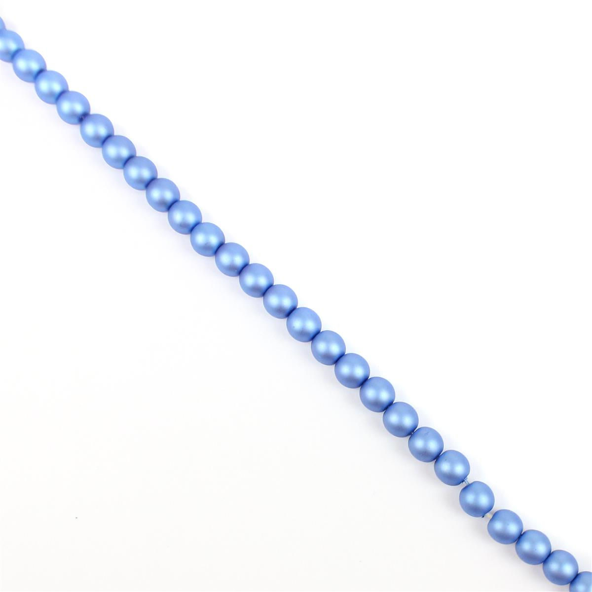 Round Glass Pearl Beads Persian Blue Matte Approx 75BD/ST (6mm)