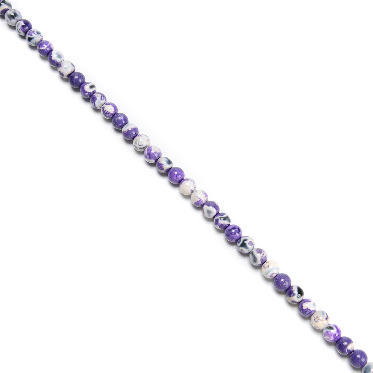 160cts Purple & White Agate with Eyes Plain Rounds, Approx 8mm, 38cm Strand