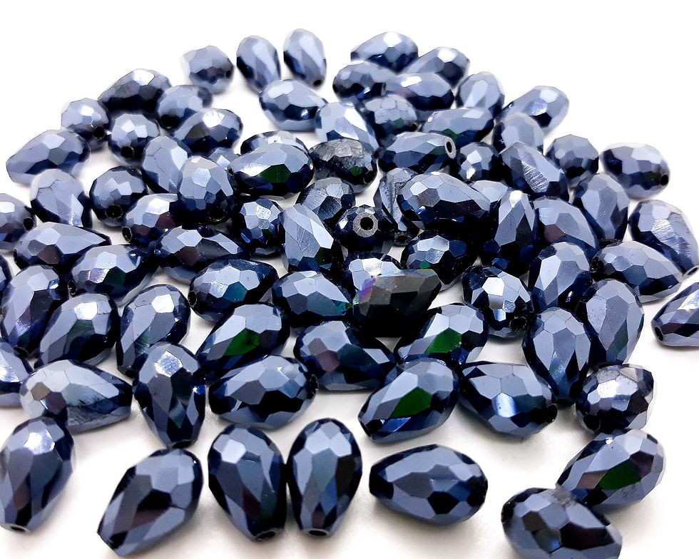 Thumbnail: Electroplate Faceted Glass Teardrop Bead 12mm - Choice of Colours - Pack of 40