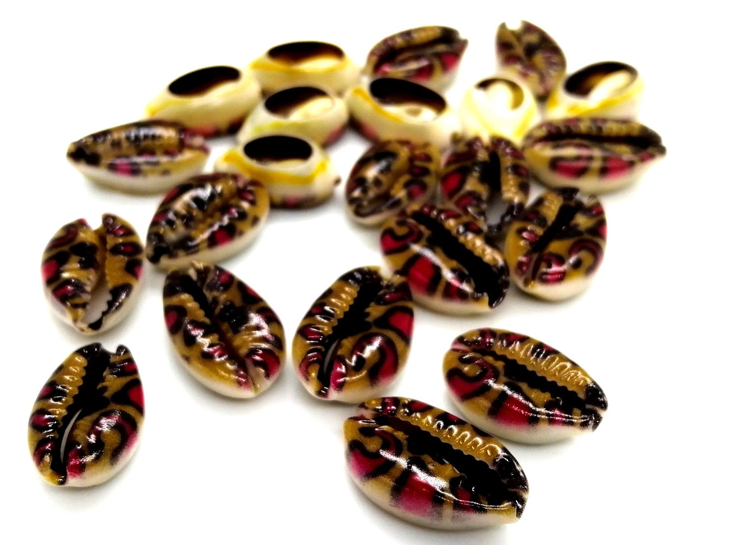 Undrilled Cowrie Shell - Coffee Leopard Print - Pack of 6