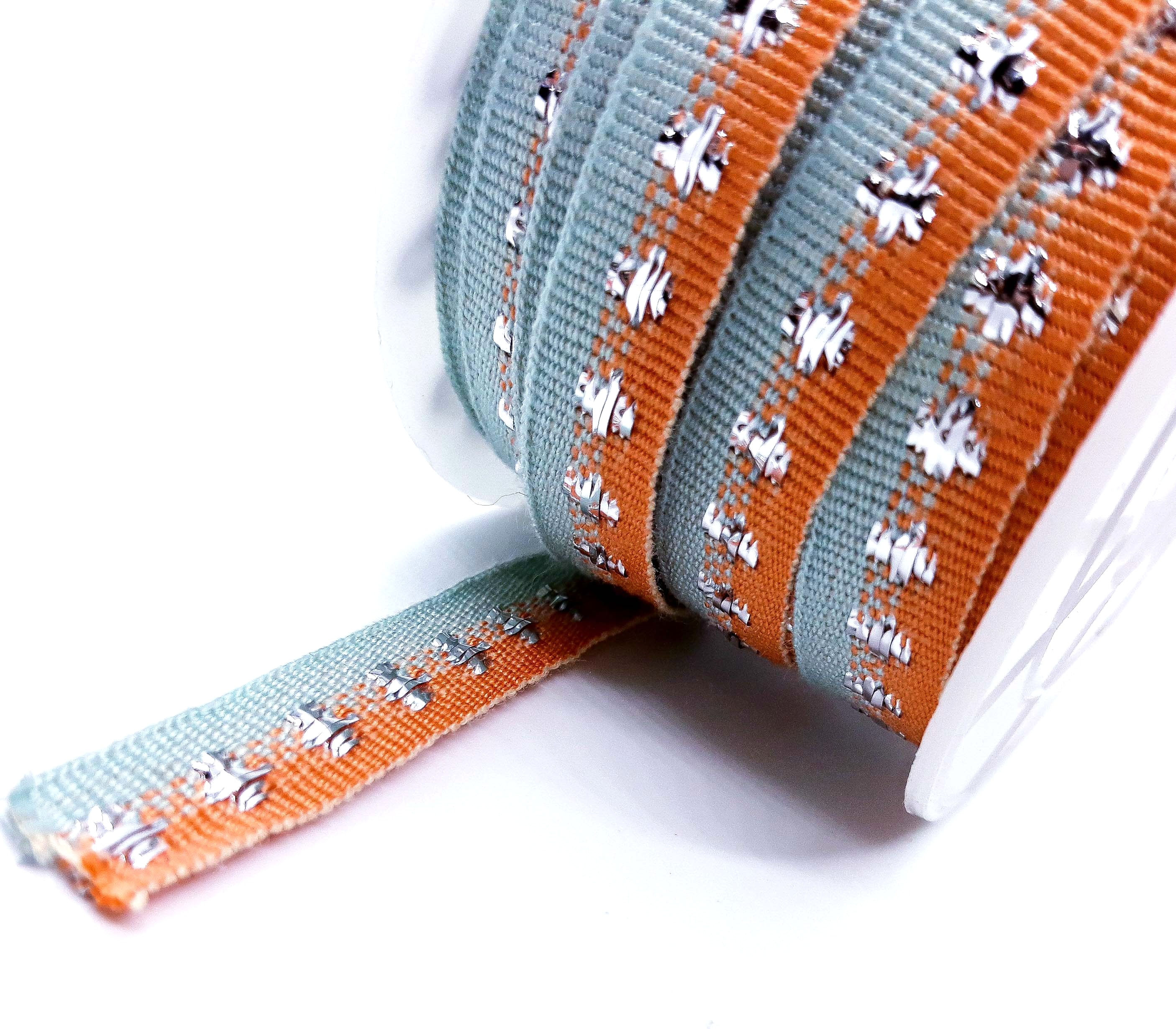 Grosgrain Ribbon With Metal Detail 10mm- 5 Metres