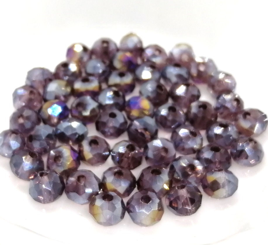 Thumbnail: Electroplate Glass Faceted Rondelle Beads 5x6mm - Choice of Colours - Pack of 40