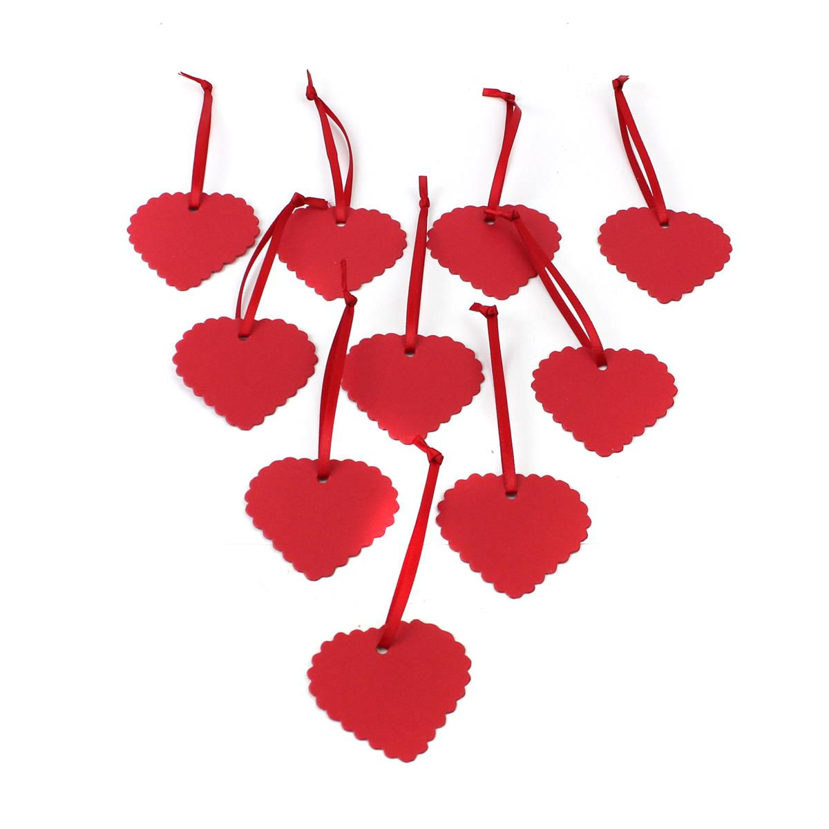 Red Heart Shape Gift Tags 50x46mm - Pack of 18
