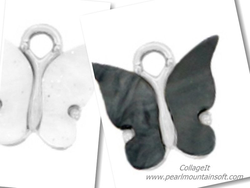 Metal &  Resin Charms -  Butterfly - Black or White - Pack of 4