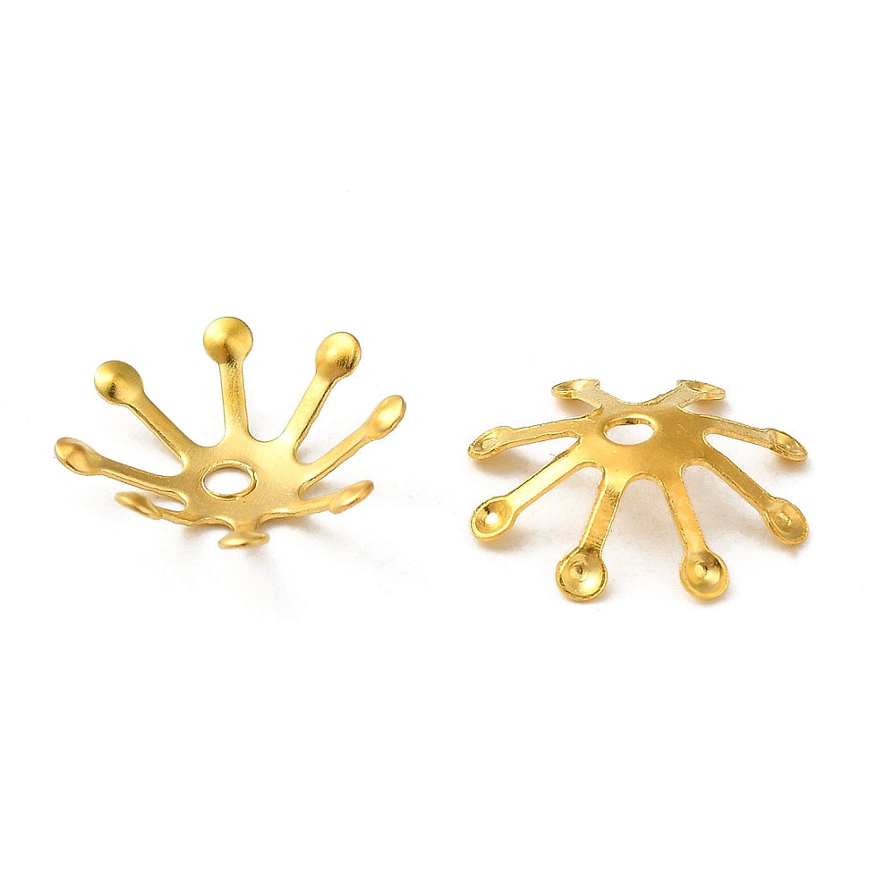 Thumbnail: Metal Bead Caps 11mm - Flower - Gold - Pack of 20