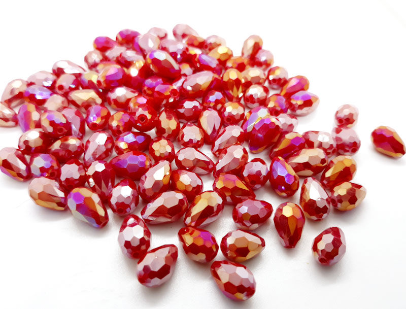 Thumbnail: Electroplate Faceted Glass Teardrop Bead 11mm - Choice of Colours - Pack of 20
