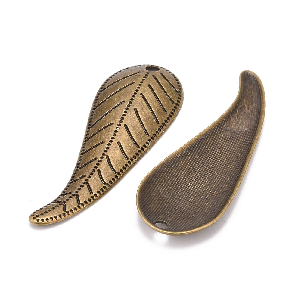 Thumbnail: Large Metal Leaf Pendant 46mm - Antique Bronze - Pack of 4