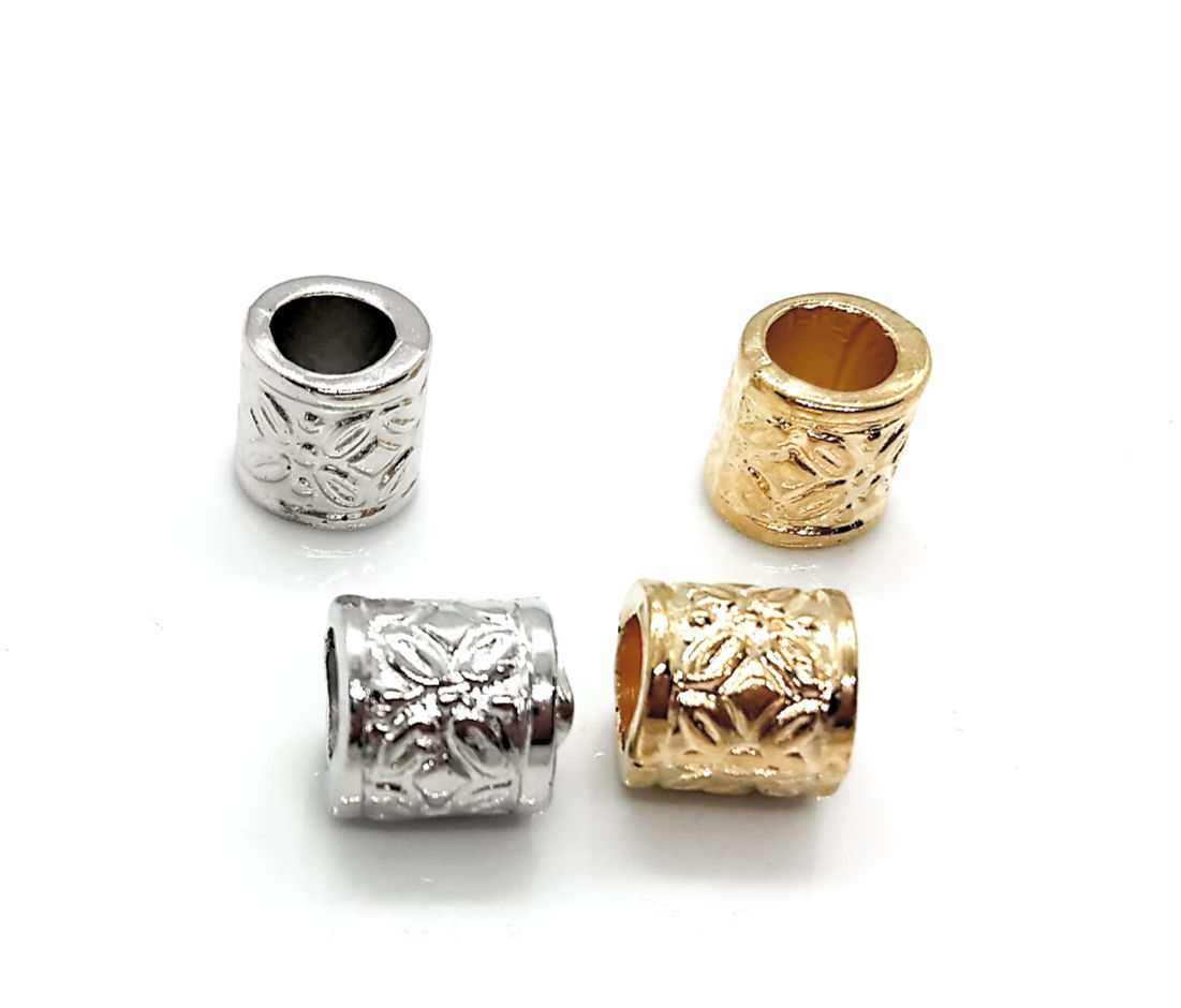 Large Hole CCB Slider Bead - Silver or Gold - 5mm Hole - Pack of 10