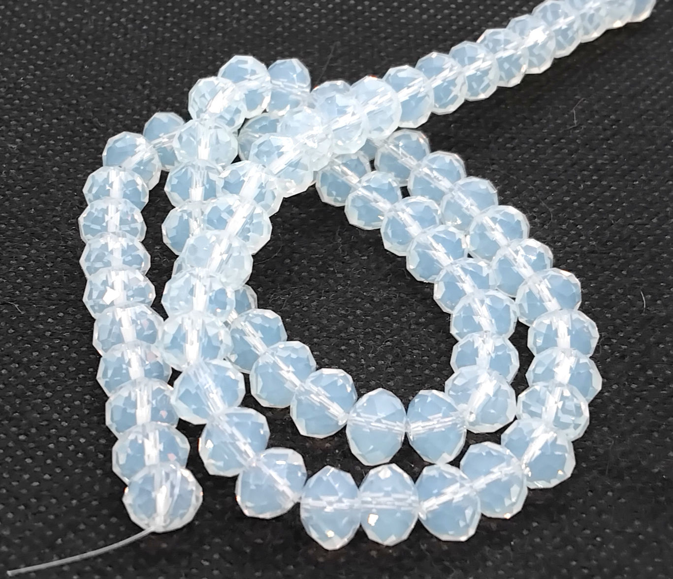 Glass Faceted Rondelle Beads 6x8mm - Crystal Blue -Strand of 70