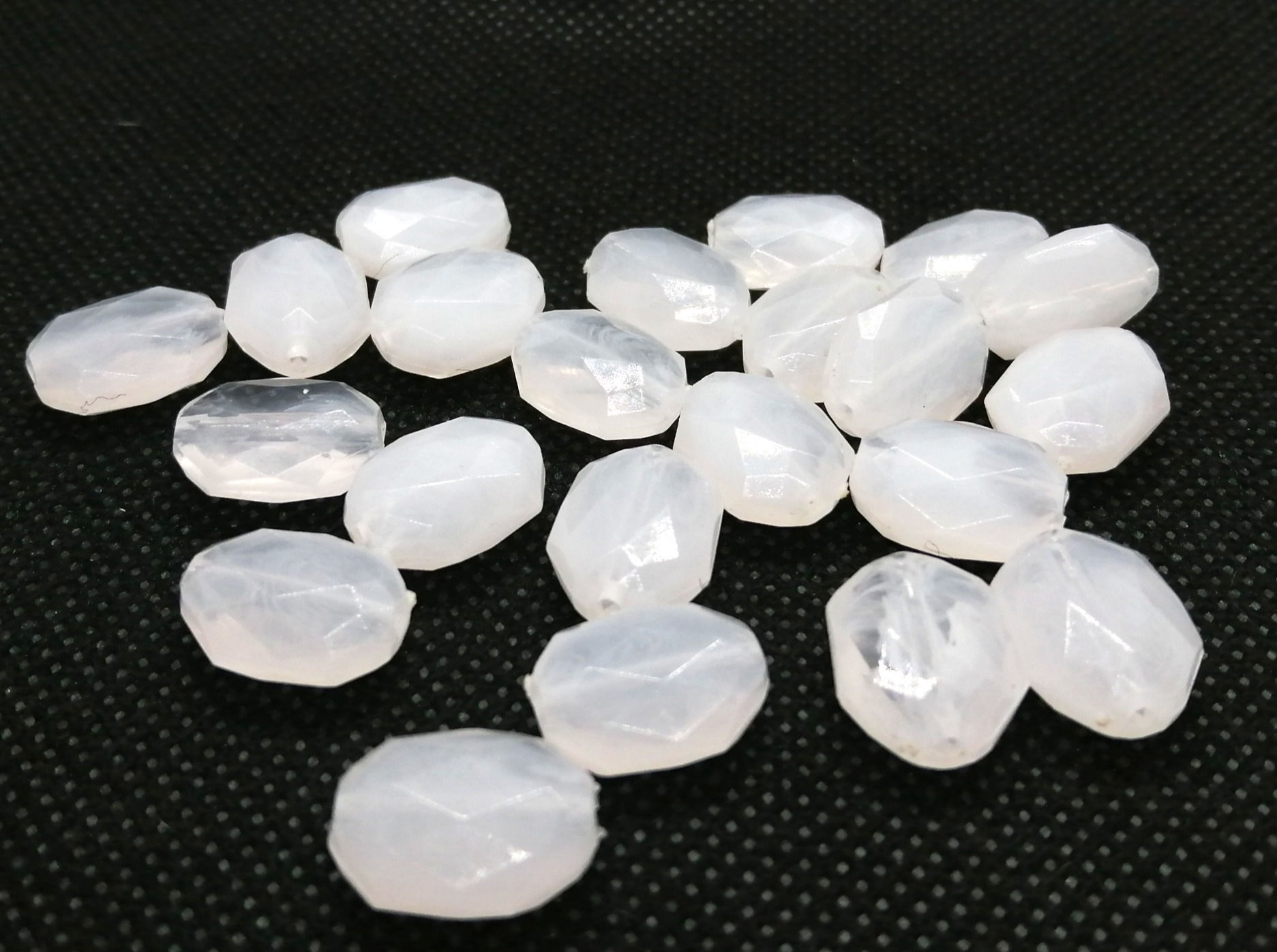 Imitation Gemstone Faceted Hexagon Beads 15mm - White/Clear - Pack of 25