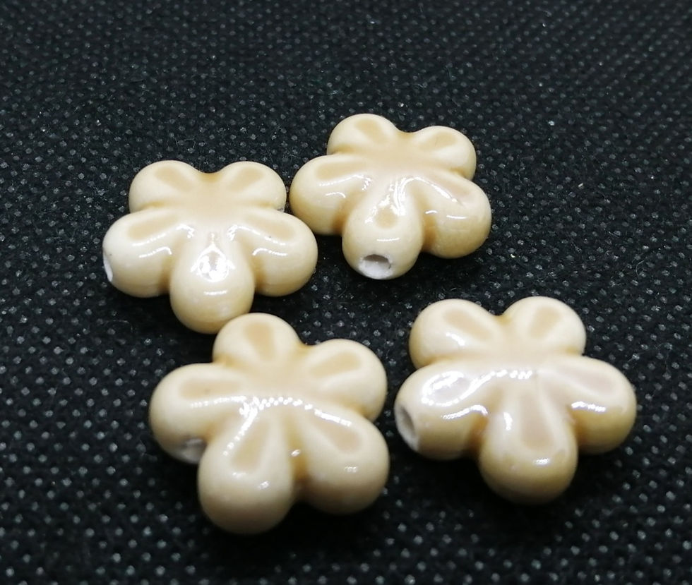 Thumbnail: Pearlized Porcelain Flower Beads 19mm - Pack of 5
