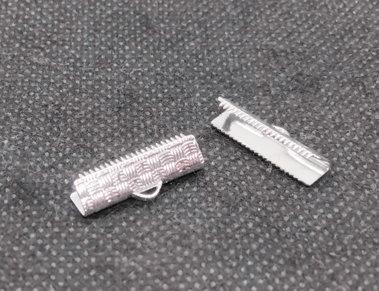 Ribbon Crimp Ends 20mm - Silver - Pack of 10