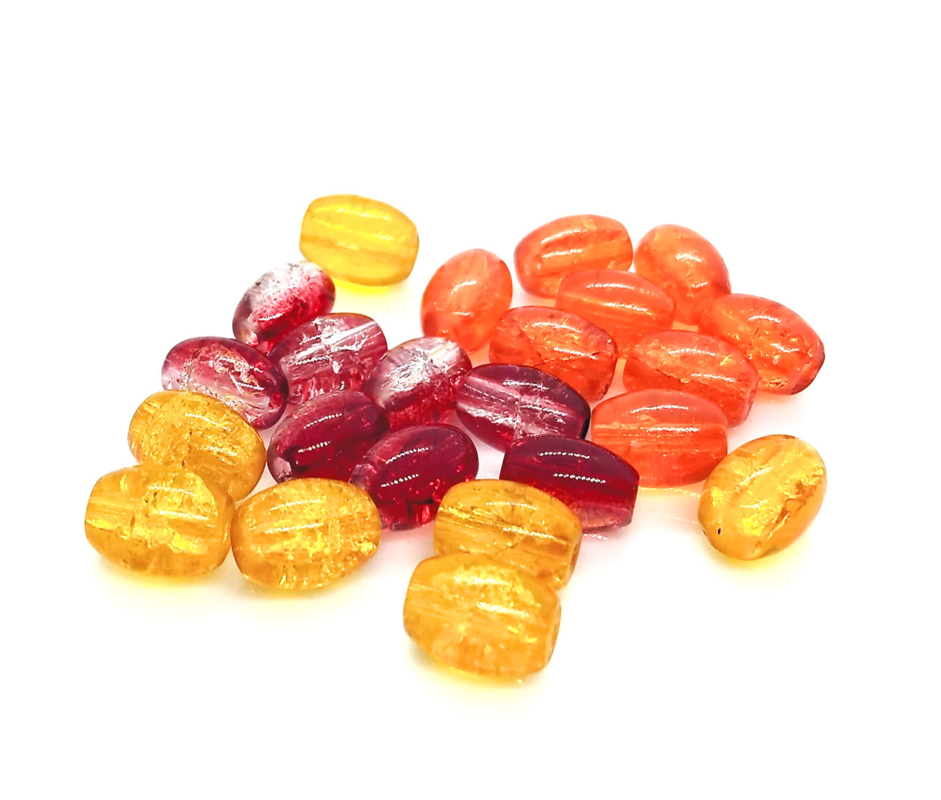 Crackle Glass Oval Beads 11x9mm - Pack of 10