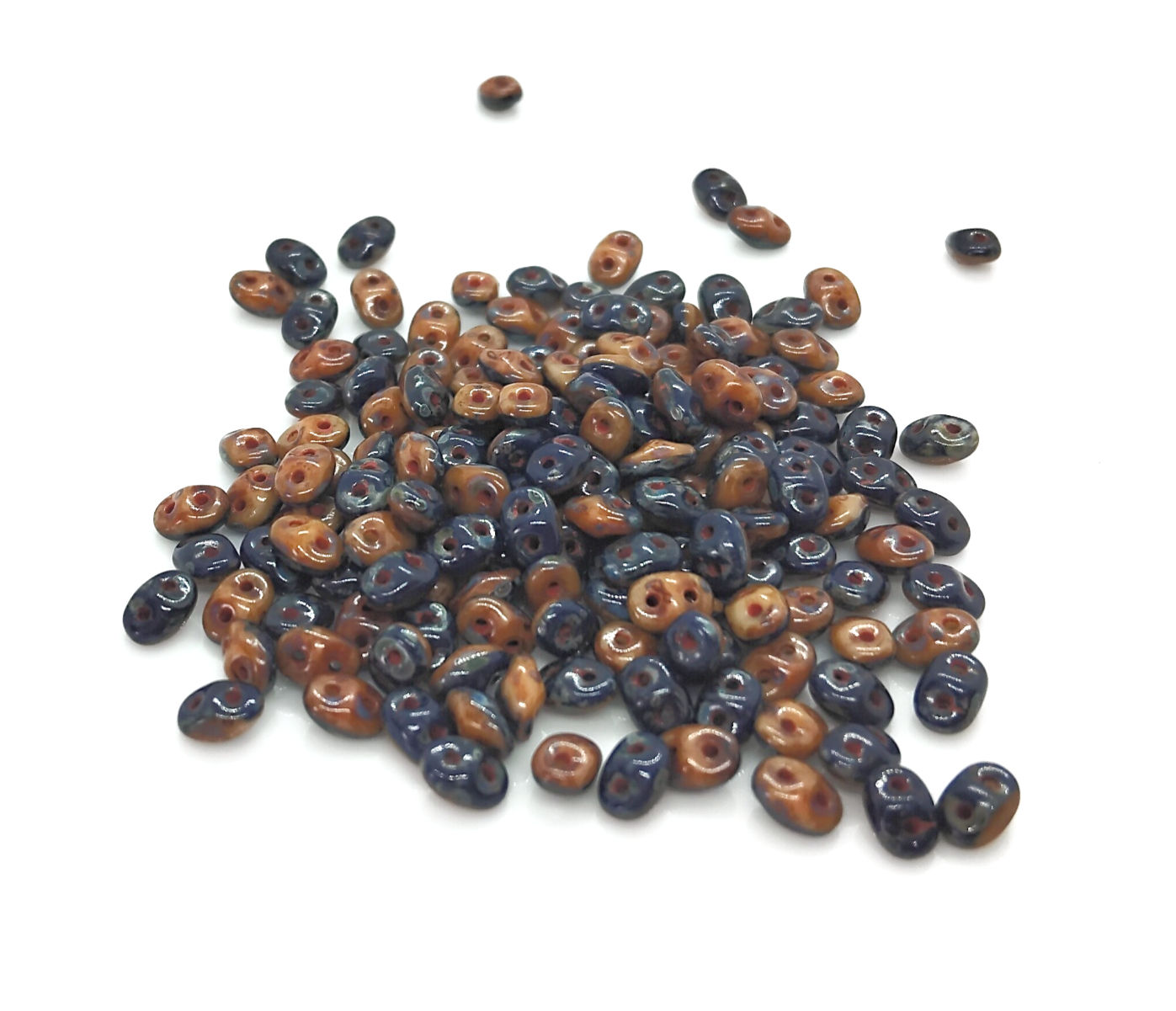 SuperDuo Duets Navy Ivory Trav Beads Approx 2.5x5mm (24.5GM/TB)