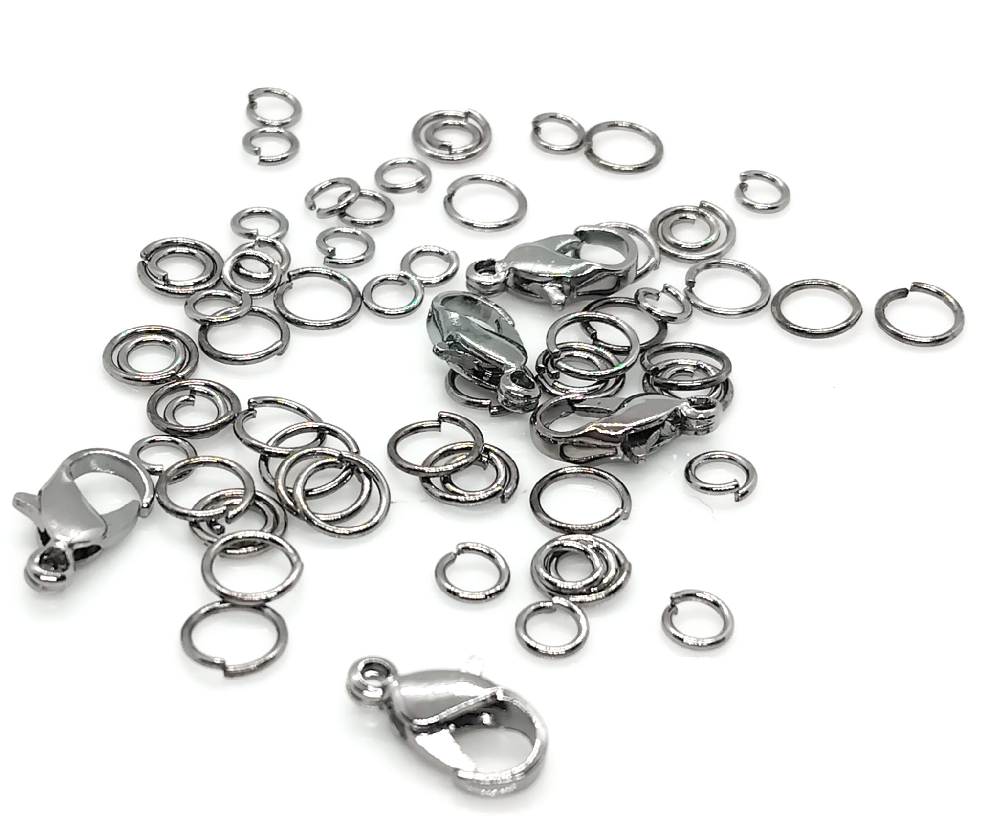 Lobster Clasps with Jump Rings - Gunmetal