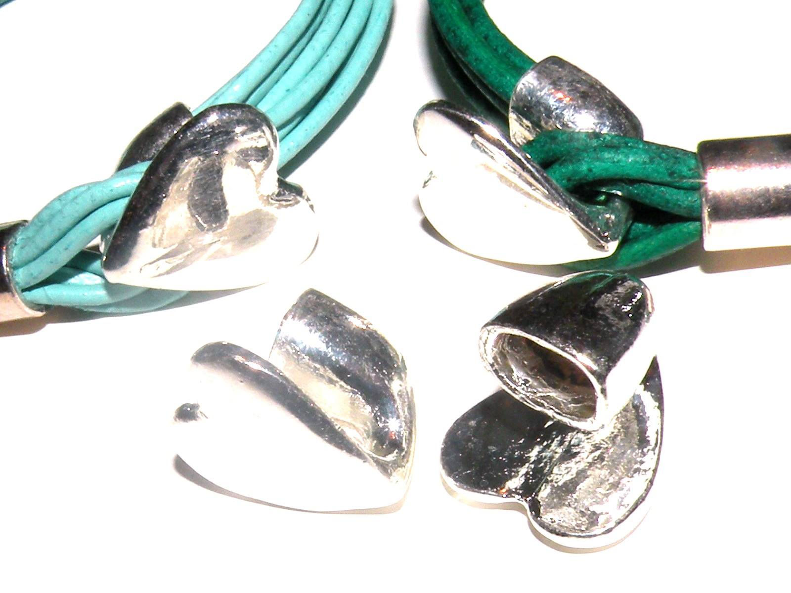 Heart Hook Clasp - Antique Silver - 7mm Hole