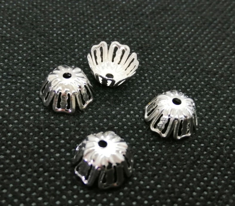 Large Metal Bead Caps 10mm - Bright Silver - Pack of 10