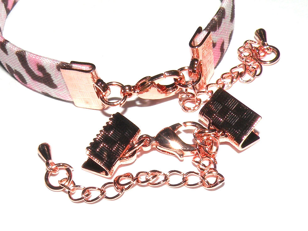 Thumbnail: Fully Finished Ribbon Crimp Ends with Clasp - 10mm