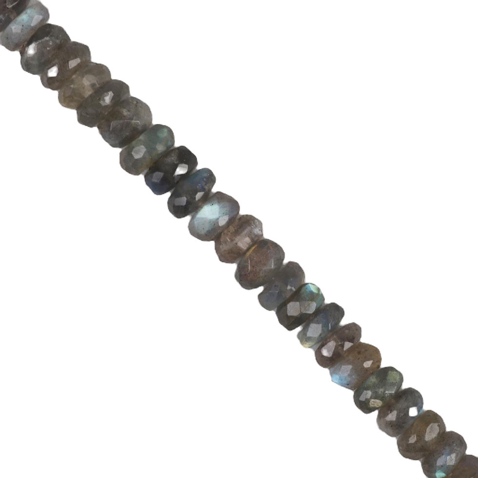 Thumbnail: 90cts Labradorite Graduated Faceted Rondelles Approx 5x3 to 8x4mm, 19cm Strand.
