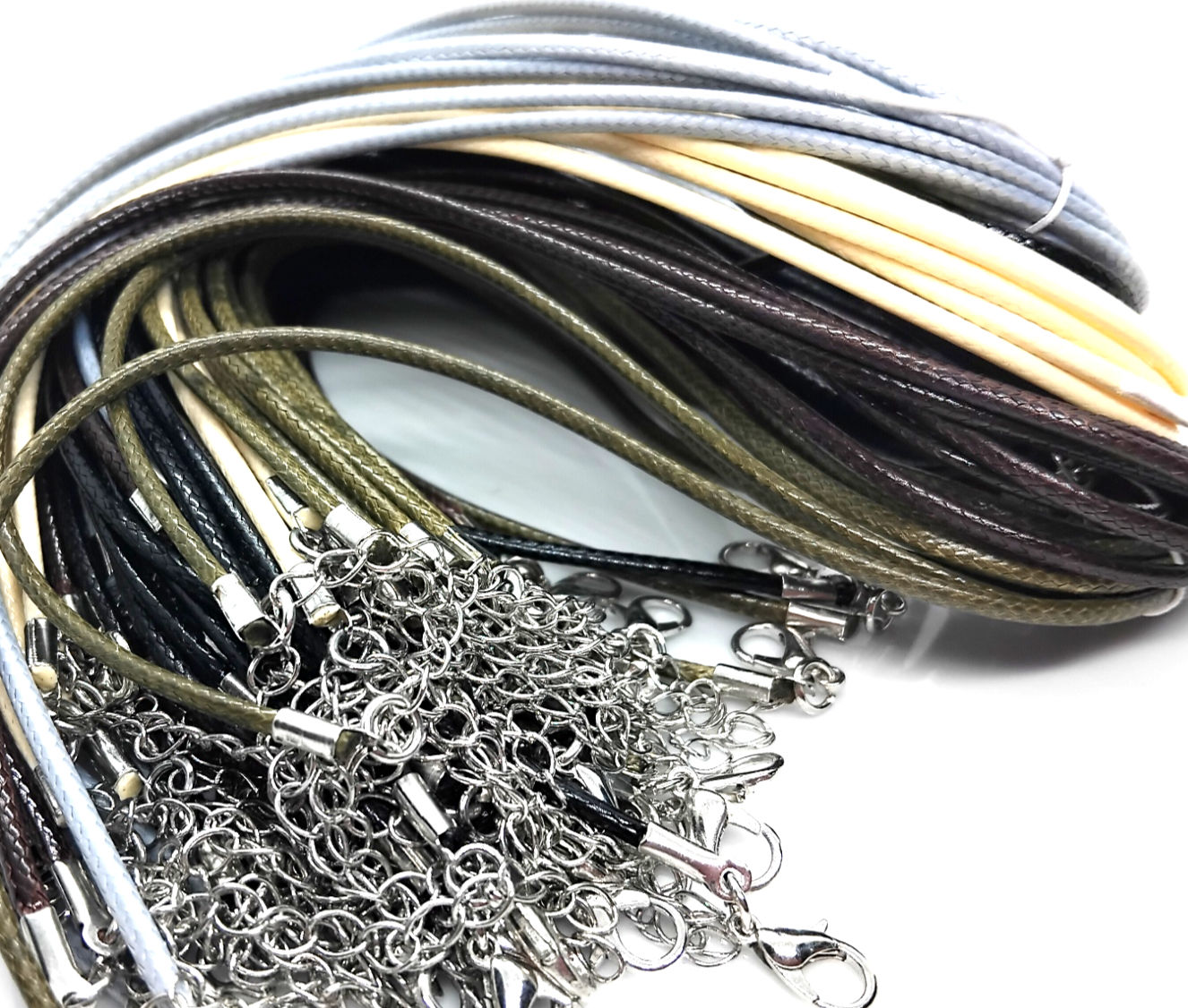 Waxed Necklace Cord with Stainless Steel Findings - Pack of 2