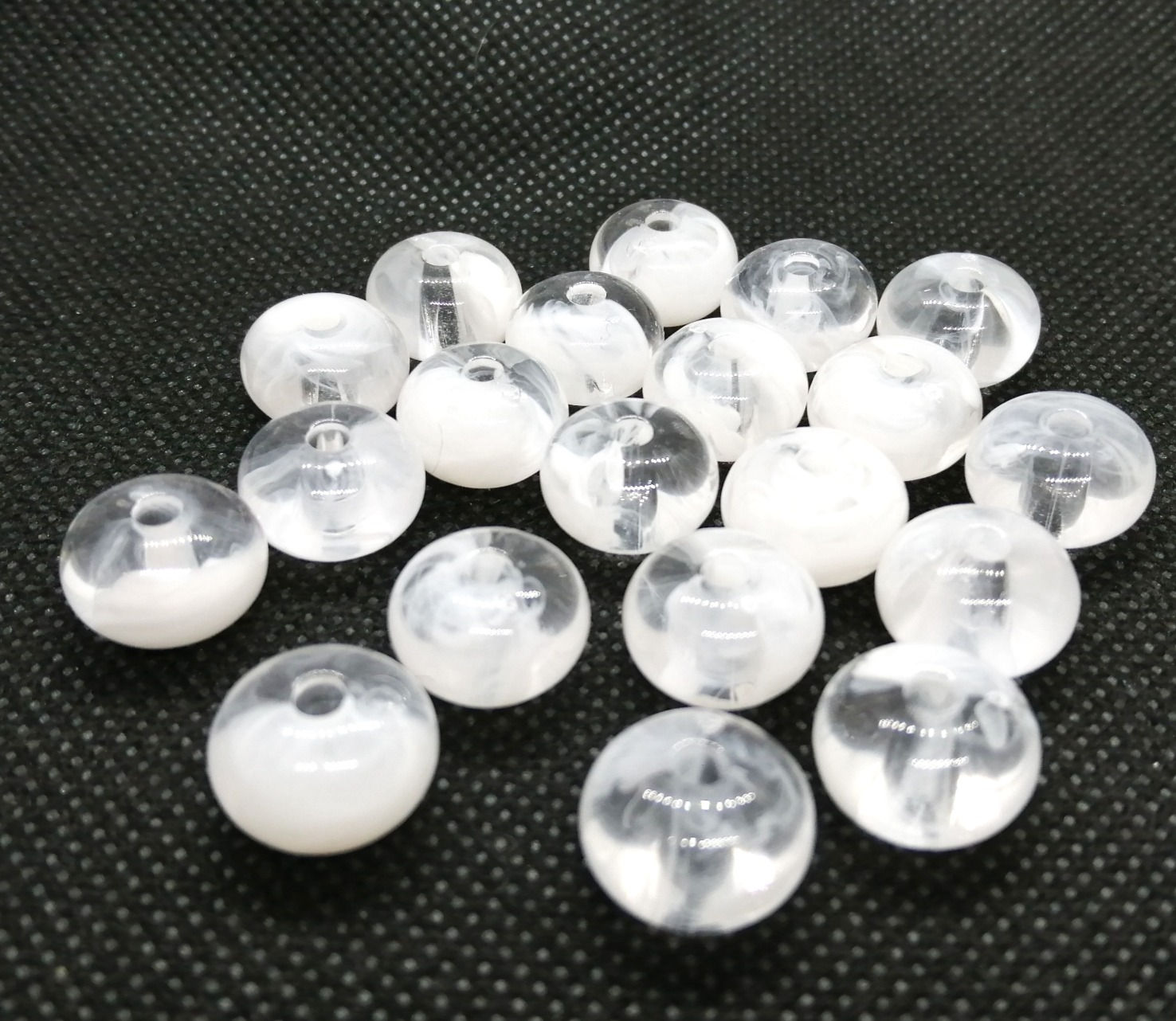 Imitation Gemstone Rondelle Bead 13x9mm - White/Clear - Pack of 20