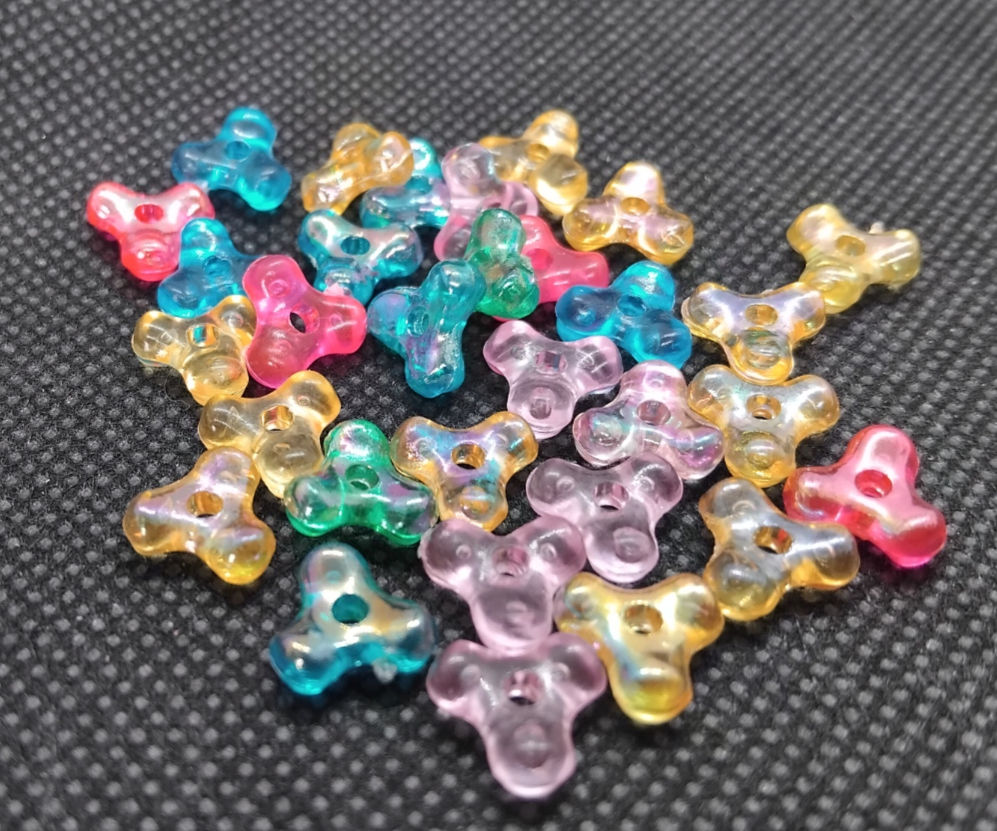 Acrylic AB Triangular Beads 10mm - Pack of 62 Mixed