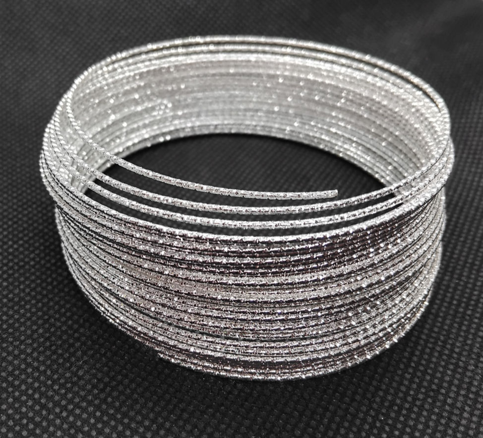 Thumbnail: Textured Memory Wire 80/100mm - Bright Silver or Bright Gold - 4 Loops