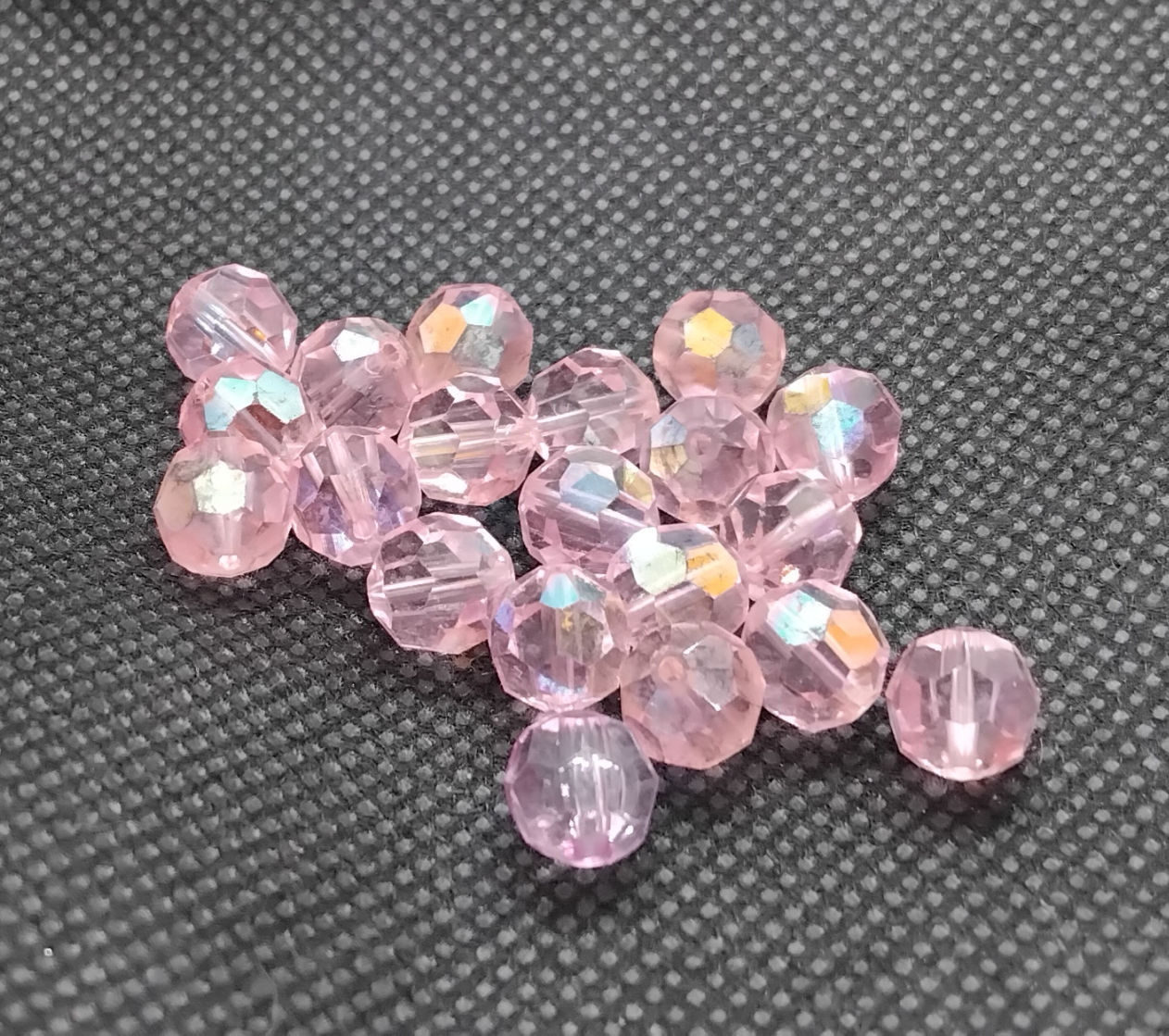 Electroplate Faceted Glass Round Beads 8mm - Pink AB - Pack of 20