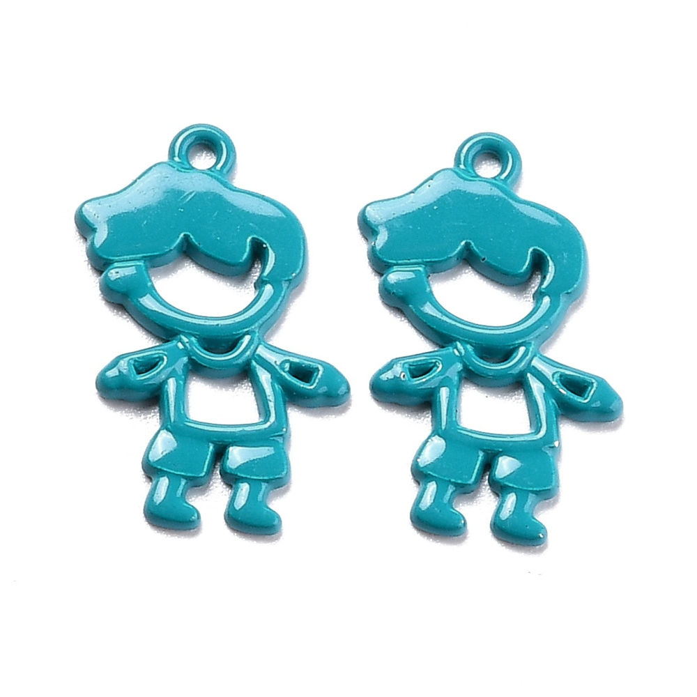 Enamelled Metal Blue Boy Charm/Pendant - Teal