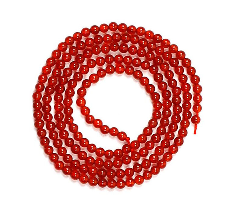 8cts Red Agate Plain Rounds Approx 2mm - 40cm Strand