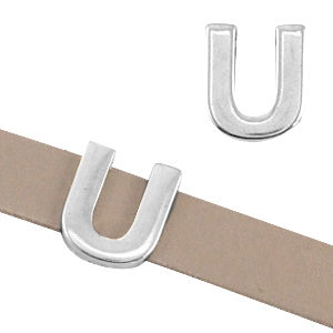 Thumbnail: DQ Letter Slider Beads - Choice of Letters - 10.3x2.3mm Hole - Antique Silver
