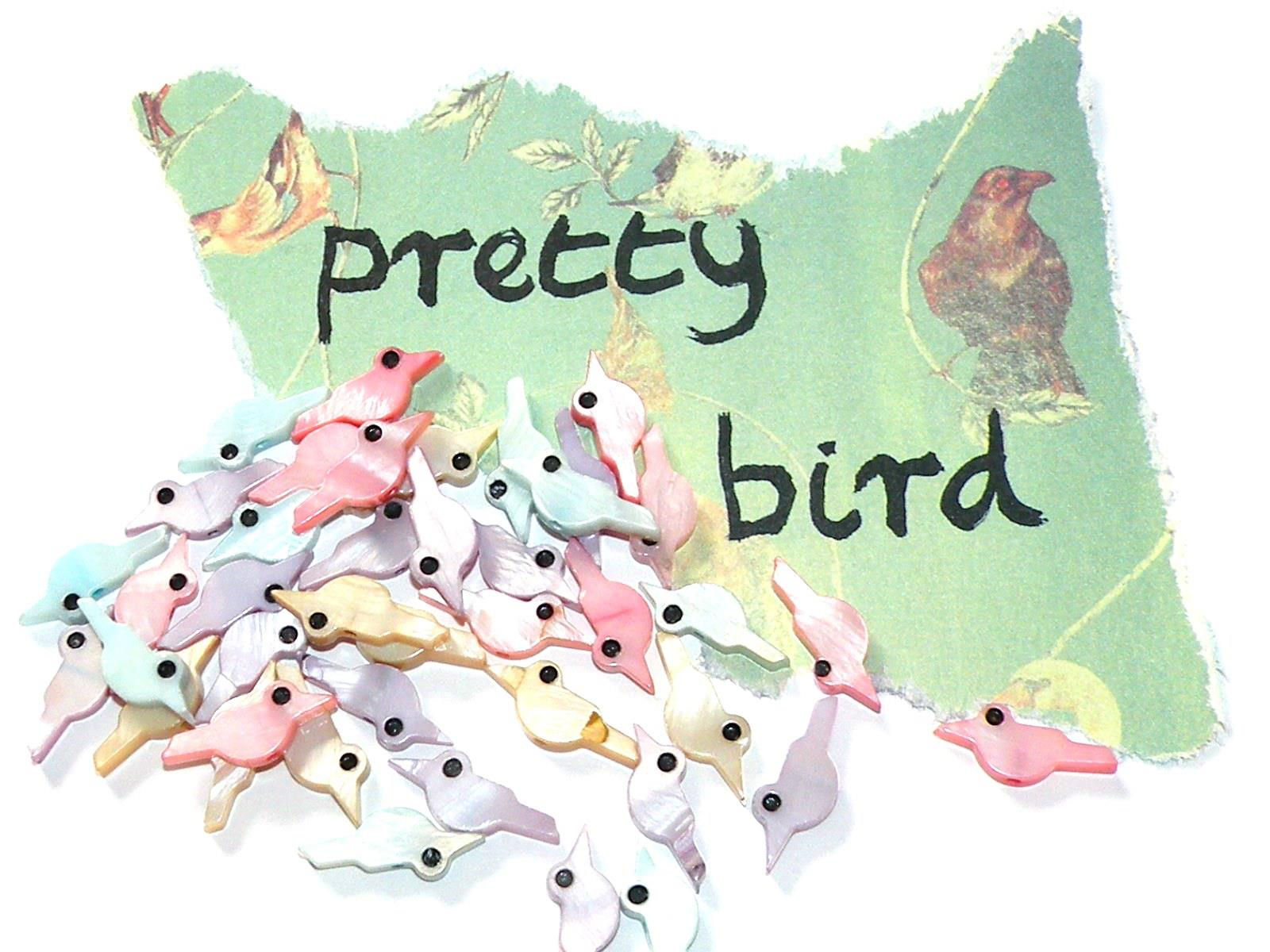 Shell Bird Beads - Pack of 20