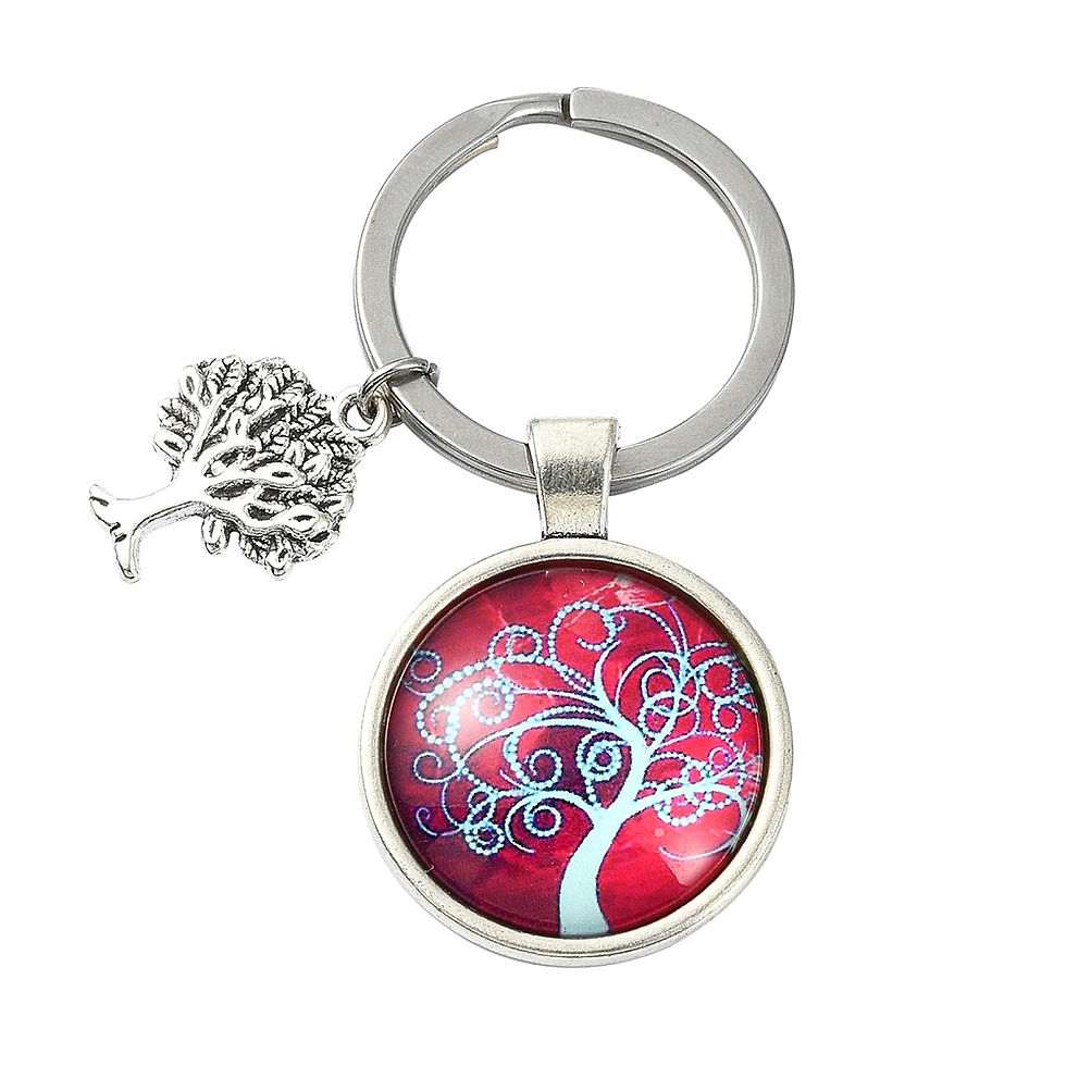 Thumbnail: Stainless Steel/Glass Tree of Life Key Chain - Choose Colour