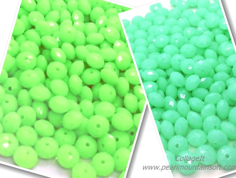 Fluorescent Faceted Abacus Bead 8mm - Green or Blue - Pack of 100