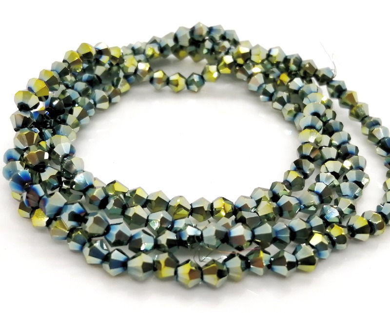 Thumbnail: Electroplate Glass Bicone Beads 4mm -  Choice of Colours - Pack of 50