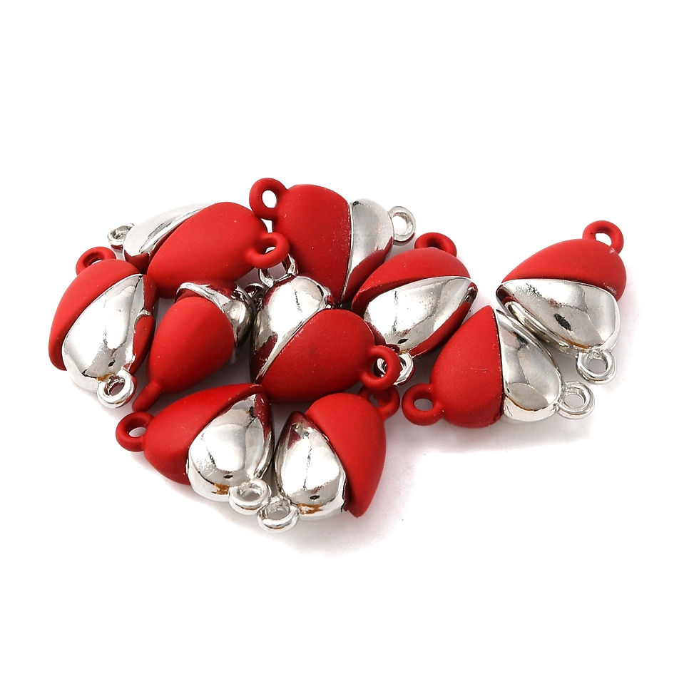 Thumbnail: Magnetic Heart Clasp - Platinum/Red