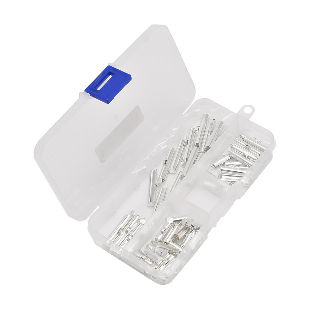 Plastic Box of Silver Metal Slider Clasps : 16 of Each Size