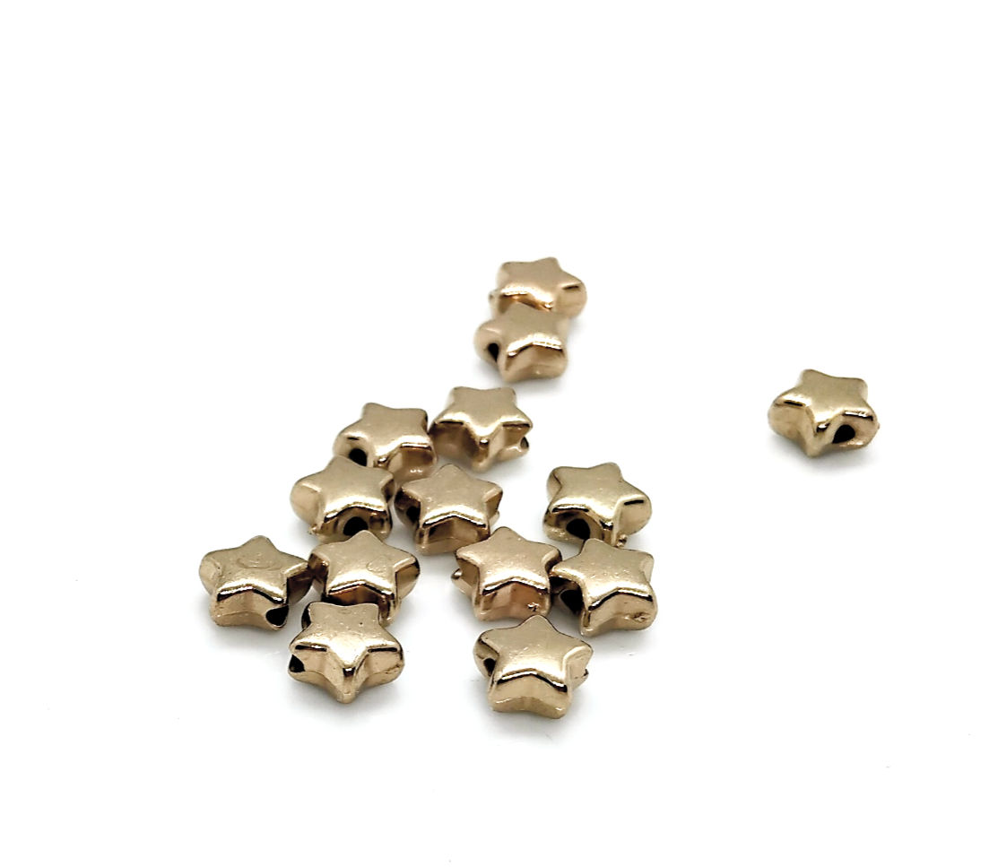 Small Metallic Plated Star Bead 5mm - Light Gold - Pack of 45