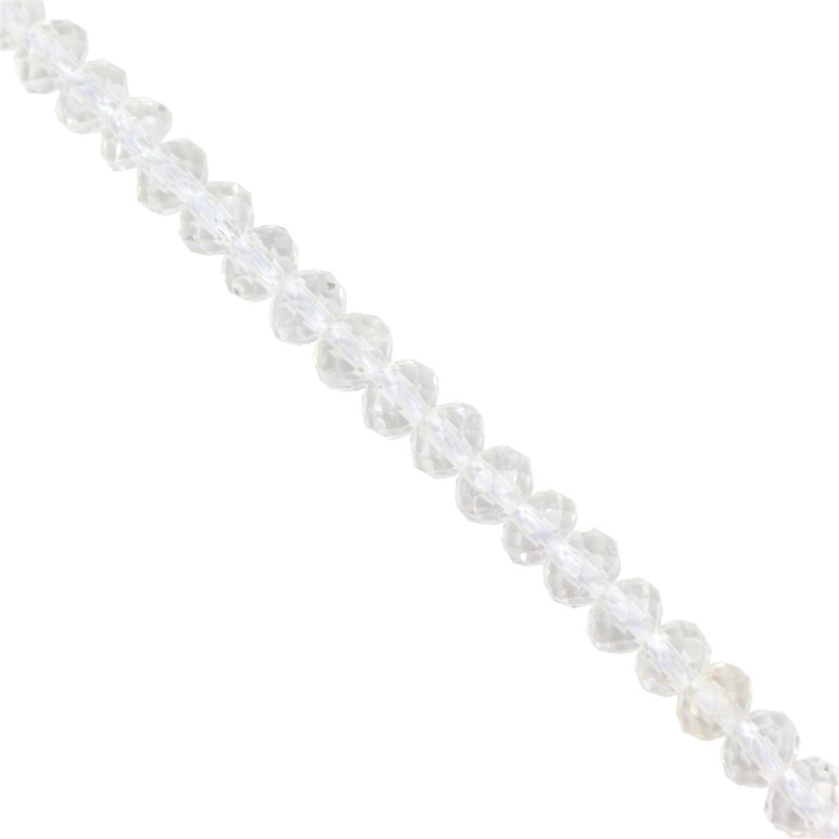 45cts Clear Quartz Faceted Rondelles Approx 3x4mm, 38cm Strand - ZBGP28