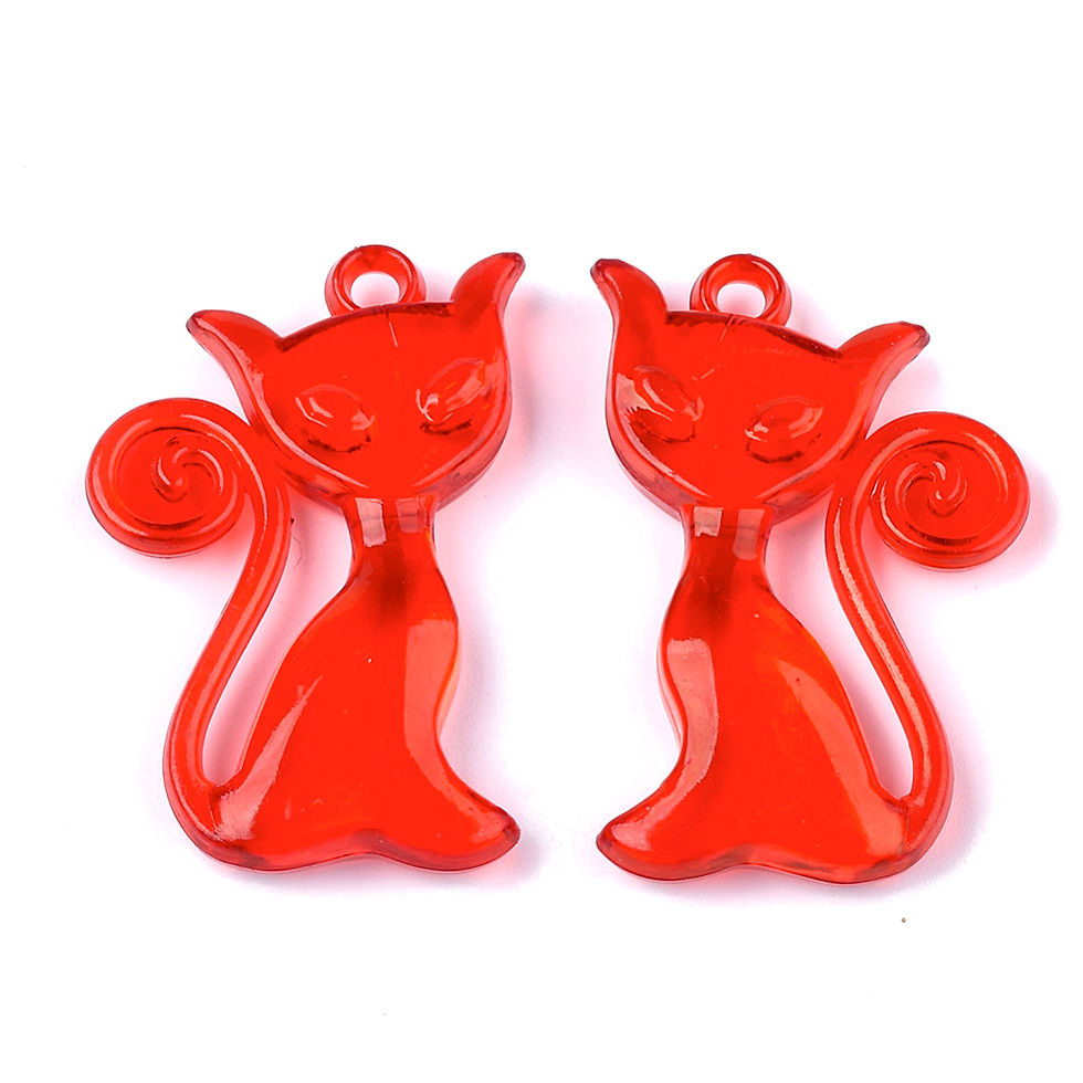 Thumbnail: Transparent Acrylic Cat Pendant/Charm - Choice of Colours