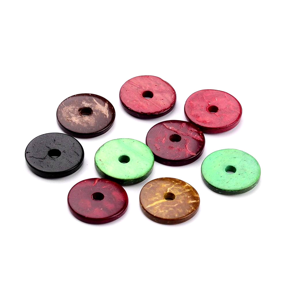 Coconut Disc Beads 3x15mm - Pack Of 50 Mixed