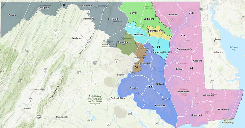 After: Maryland's Current 2022 Congressional Districts. Image Source: Legislative Boundaries Web Application