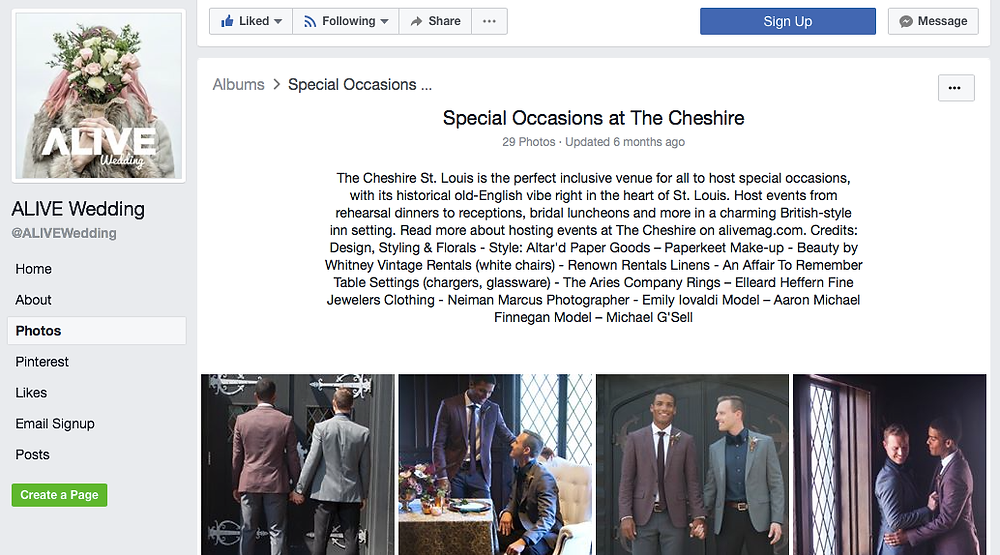 Screenshot of a wedding photo album on Alive Wedding's Facebook page