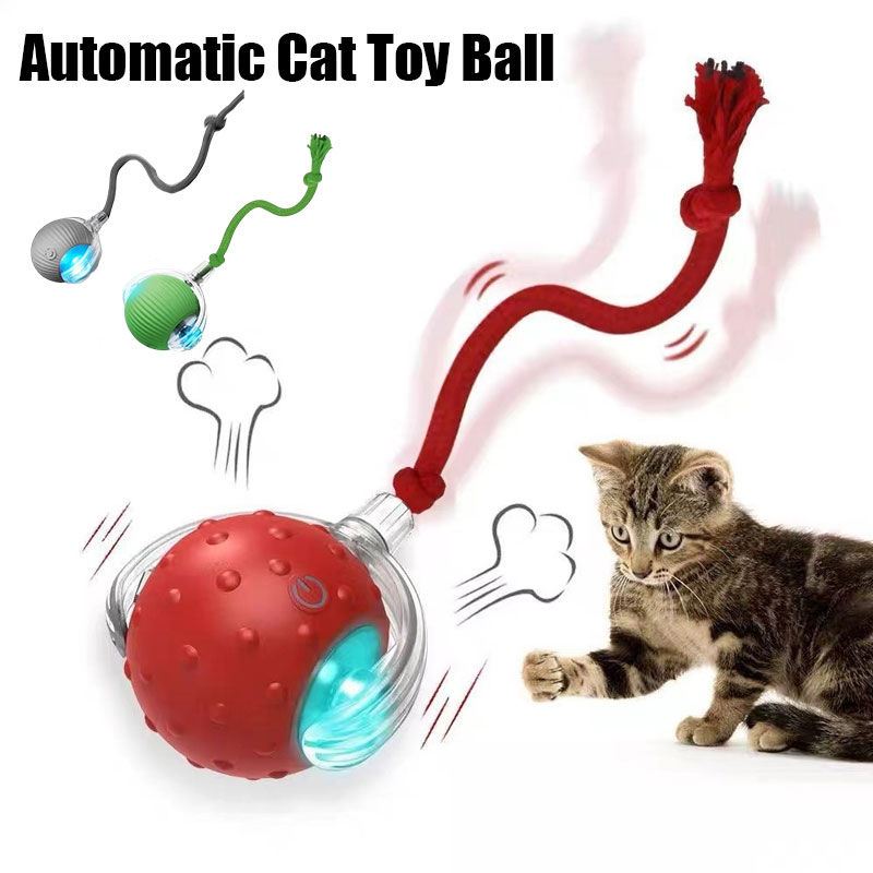 Interactive Automatic Cat Ball Toy with Faux Tail