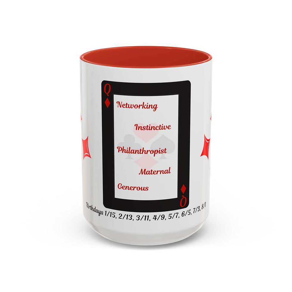 Thumbnail: Coffee & Cards Coffee Mug (11, 15oz) Queen of Diamonds