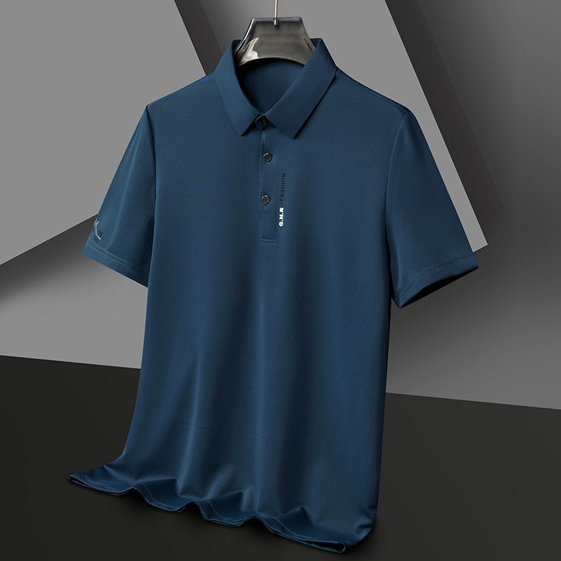 Thumbnail: New Men's Short Sleeved Solid Color POLO Shirt Breathable and Comfortable Elasti