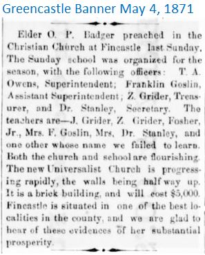 Greencastle Banner May 4 1871 Bridges do