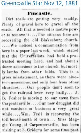 Greencastle Star Nov 12 1881