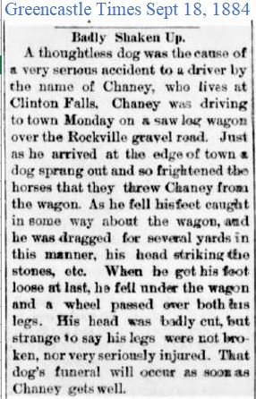 Greencastle Times Sept 18 1884 Dog cause