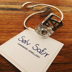 Sterling Silver OPA Bangle (hand cut gemstones)